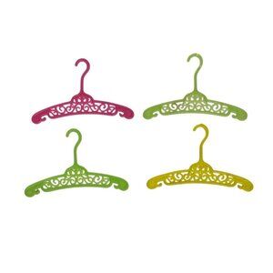 Mattel Barbie Doll Clothes Hangers Filigree Japan 60's Pink Grn Yellow Lot of 4